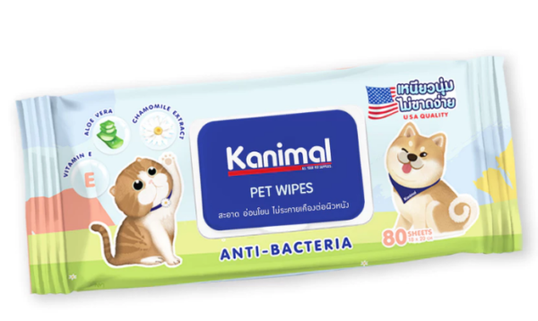 Kanimal Pet Wipes ทิชชู่เปียกทำความสะอาด สูตรคาโมมายล์