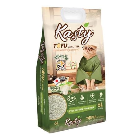 ทรายแมวเต้าหู้ KASTY FLAKES กลิ่นมัทฉะ 6 ลิตร
