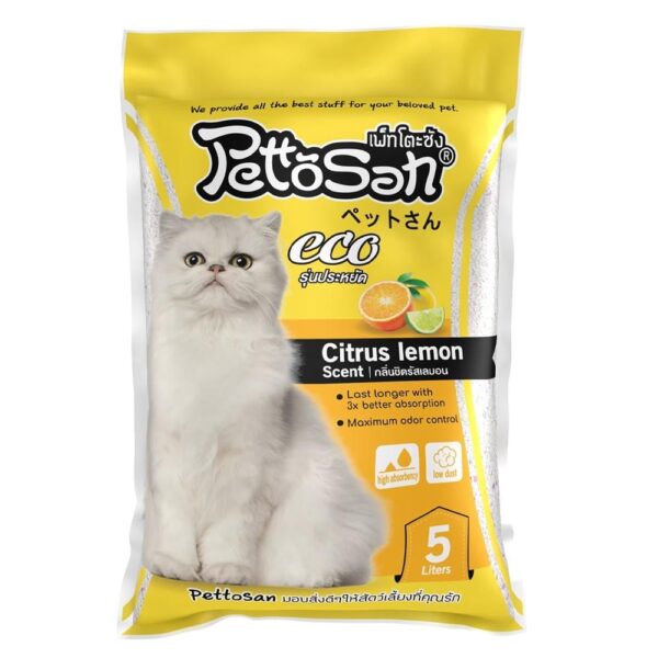 ทรายแมวเบนโทไนต์ PETTOSAN กลิ่นซิตรัสเลมอน 5 ลิตร - Image 2